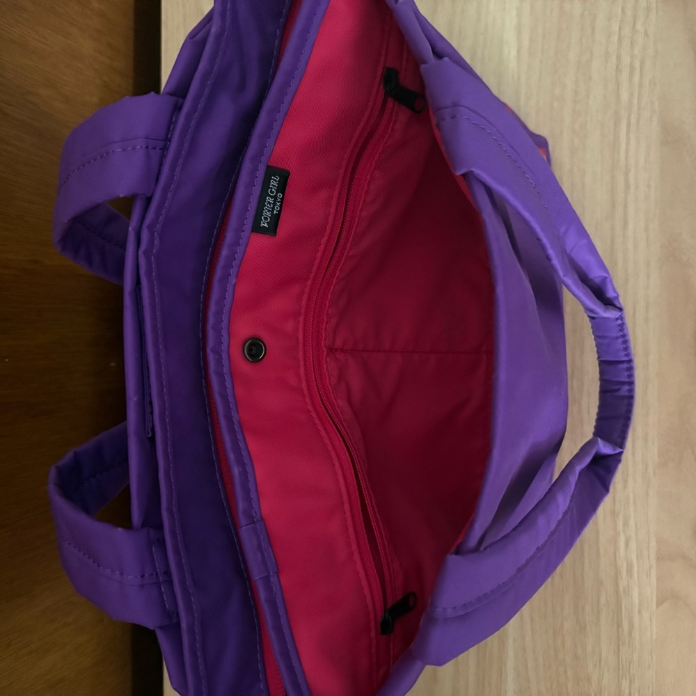 SOLD Yoshida PORTER Girl Purple Small Tote Bag Japan Bright Pink Interior - Picture 8 of 15
